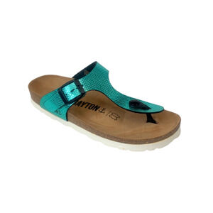 Bayton Mercure Sandals Thong Open-Toe Metallic Snakeskin Vert/Green Women’s 5/36